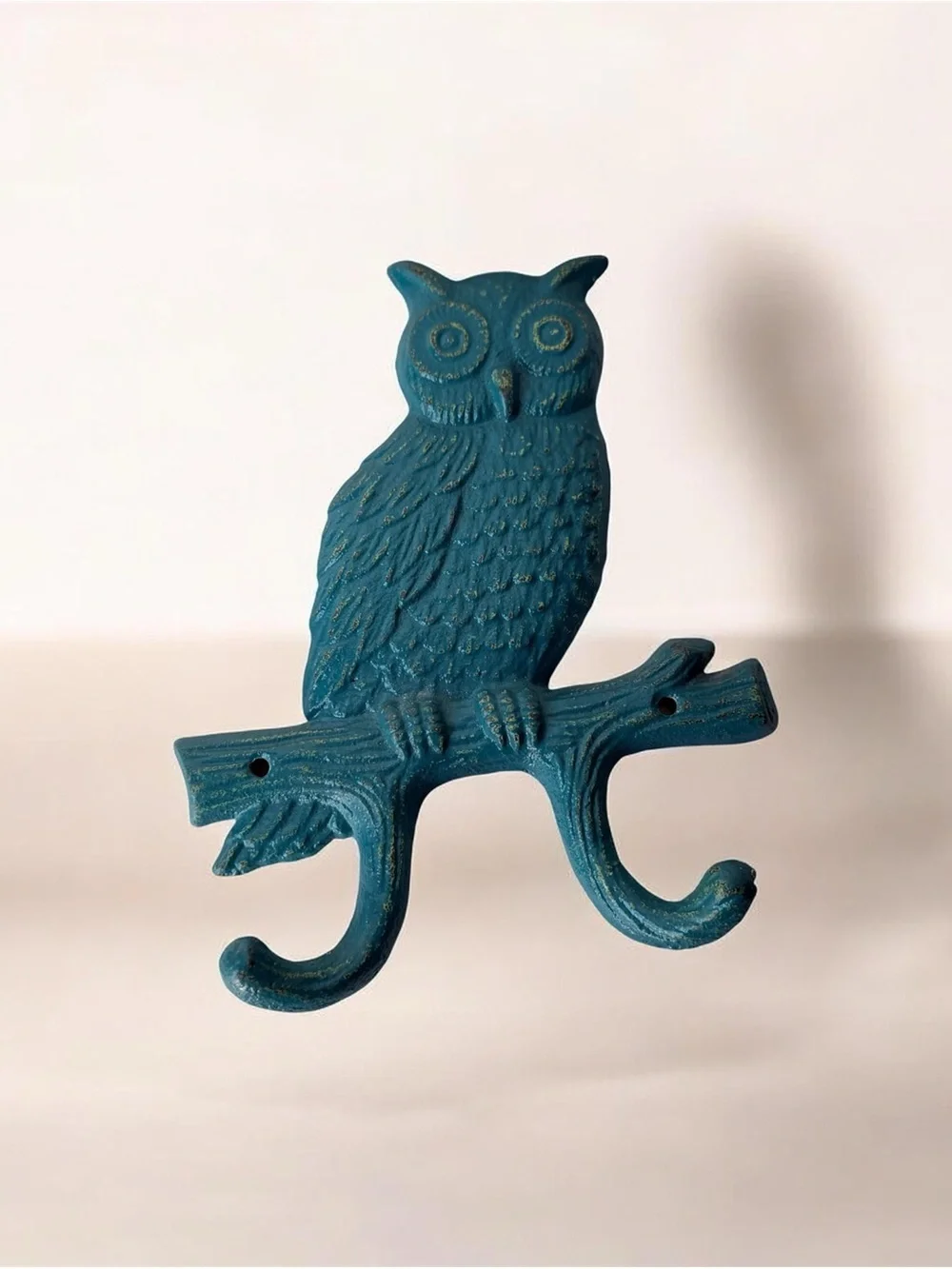 Teal Owl Wall Hook | Decorative Cast Iron Coat Hook